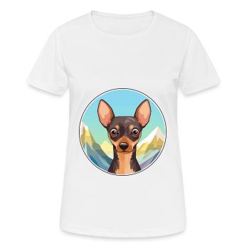 Russe Toy Terrier Chien Race Cartoon Kawaii Eau - T-shirt respirant Femme - blanc - Devant - AI Model Female 172 dark (172cm)