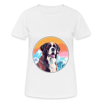 Saint Bernard chien race Cartoon Kawaii aquarelle - T-shirt respirant Femme - blanc - Devant - AI Model Female 172 dark (172cm)