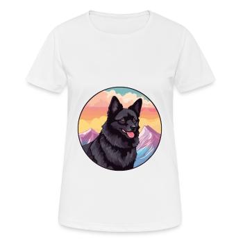 Schipperke Race Chien Dessin Animé Kawaii Aquarelle - T-shirt respirant Femme - blanc - Devant - AI Model Female 172 dark (172cm)