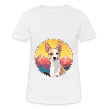 Portugais Podengo Pequeno Chien Race Cartoon Kawai - T-shirt respirant Femme - blanc - Devant - AI Model Female 172 dark (172cm)