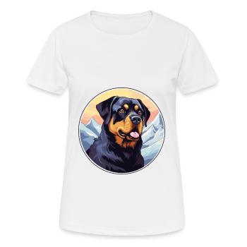 Rottweiler chien race dessin animé Kawaii aquarelle - T-shirt respirant Femme - blanc - Devant - AI Model Female 172 dark (172cm)