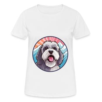 Schapendoes race chien dessin animé Kawaii aquarelle - T-shirt respirant Femme - blanc - Devant - AI Model Female 172 dark (172cm)