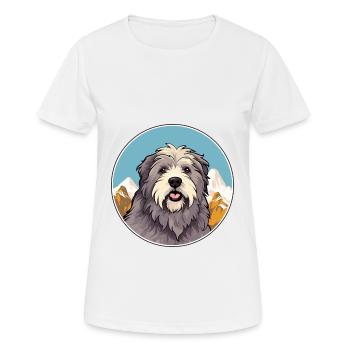 Berger des Pyrénées race de chien Cartoon Kawaii Waterco - T-shirt respirant Femme - blanc - Devant - AI Model Female 172 dark (172cm)