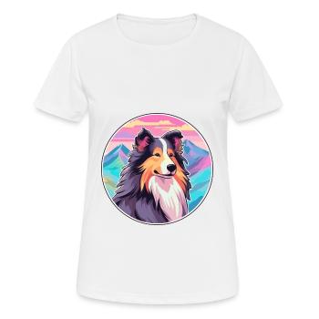 Sheltie Dog Breed Cartoon Kawaii Watercolor - Women's Breathable T-Shirt - white - Front - AI Model Female 172 dark (172cm)