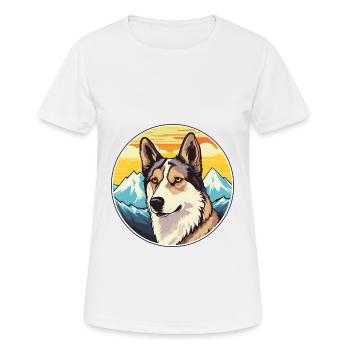 Sibérie Laika chien race dessin animé Kawaii aquarelle - T-shirt respirant Femme - blanc - Devant - AI Model Female 172 dark (172cm)