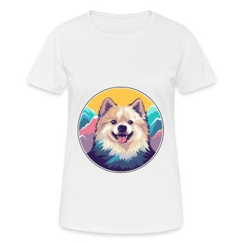 Spitz chien race dessin animé Kawaii aquarelle - T-shirt respirant Femme - blanc - Devant - AI Model Female 172 dark (172cm)