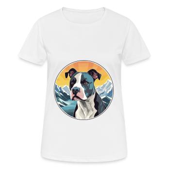 Staffordshire Bullterrier Hunderasse Karikatur Kawai - Frauen T-Shirt atmungsaktiv - Weiß - Vorne - AI Model Female 172 dark (172cm)