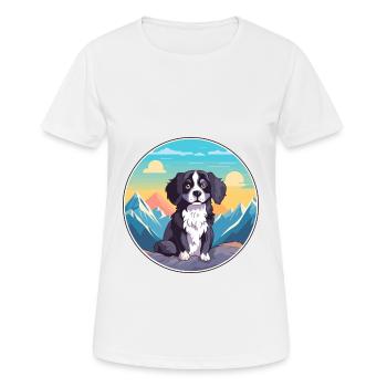 Strellufstover race de chien dessin animé Kawaii aquarelle - T-shirt respirant Femme - blanc - Devant - AI Model Female 172 dark (172cm)