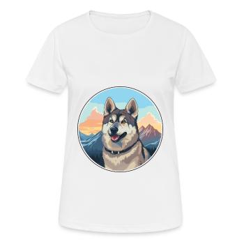 Schwedischer Elchhund Hunderasse Cartoon Kawaii Watercol - Frauen T-Shirt atmungsaktiv - Weiß - Vorne - AI Model Female 172 dark (172cm)