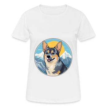 Suédois Vallhund chien race Cartoon Kawaii Watercol - T-shirt respirant Femme - blanc - Devant - AI Model Female 172 dark (172cm)