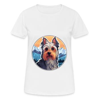 Silky Terrier Hunderasse Cartoon Kawaii Aquarell - Frauen T-Shirt atmungsaktiv - Weiß - Vorne - AI Model Female 172 dark (172cm)