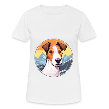 Glatter Foxterrier Hunderasse Cartoon Kawaii Waterc - Frauen T-Shirt atmungsaktiv - Weiß - Vorne - AI Model Female 172 dark (172cm)
