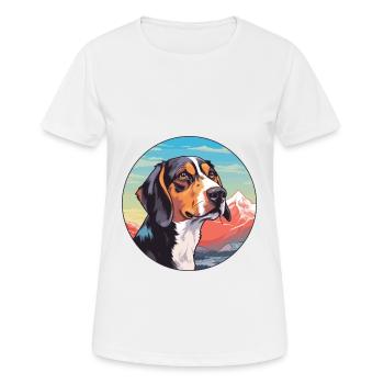 Chien tricolore sibérien race de chien Cartoon Kawaii W - T-shirt respirant Femme - blanc - Devant - AI Model Female 172 dark (172cm)