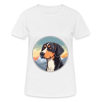 Serbe tricolore chien chien race dessin animé Kawaii - T-shirt respirant Femme - blanc - Devant - AI Model Female 172 dark (172cm)
