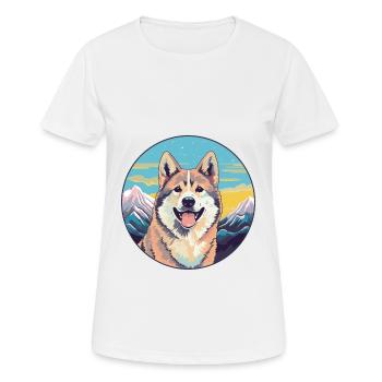 Shikoku Dog Breed Cartoon Kawaii Watercolor - Women's Breathable T-Shirt - white - Front - AI Model Female 172 dark (172cm)