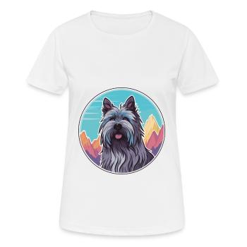 Skye Terrier chien race dessin animé Kawaii aquarelle - T-shirt respirant Femme - blanc - Devant - AI Model Female 172 dark (172cm)