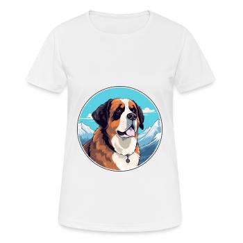 St Bernard chien race dessin animé Kawaii aquarelle - T-shirt respirant Femme - blanc - Devant - AI Model Female 172 dark (172cm)
