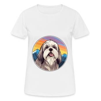 Tibetische Kyi Apso Hunderasse Karikatur Kawaii Watercol - Frauen T-Shirt atmungsaktiv - Weiß - Vorne - AI Model Female 172 dark (172cm)