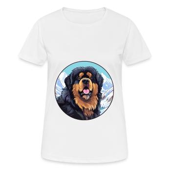Tibetischer Mastiff Hunderasse Cartoon Kawaii Watercolo - Frauen T-Shirt atmungsaktiv - Weiß - Vorne - AI Model Female 172 dark (172cm)