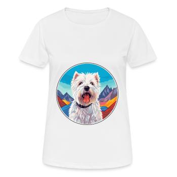 West Highland Terrier Dog Breed Cartoon Kawaii Wat - Women's Breathable T-Shirt - white - Front - AI Model Female 172 dark (172cm)