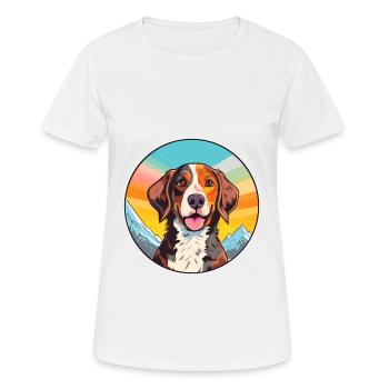Tyroler Bracke chien race dessin animé Kawaii aquarelle - T-shirt respirant Femme - blanc - Devant - AI Model Female 172 dark (172cm)