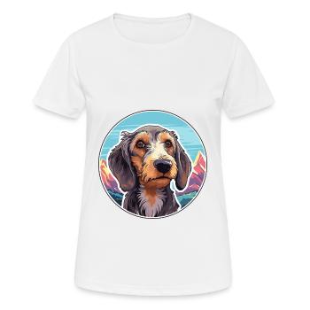 Wirehaired Dachshund Dog Breed Cartoon Kawaii Wate - Women's Breathable T-Shirt - white - Front - AI Model Female 172 dark (172cm)