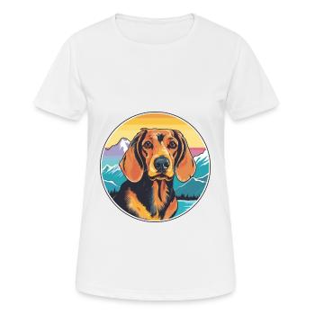 Westfälische Dachsbracke Hunderasse Karikatur Kawaii W - Frauen T-Shirt atmungsaktiv - Weiß - Vorne - AI Model Female 172 dark (172cm)