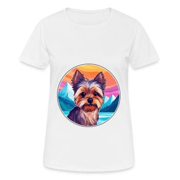 Yorkshire Terrier Dog Breed Cartoon Kawaii Waterco - Women's Breathable T-Shirt - white - Front - AI Model Female 172 dark (172cm)