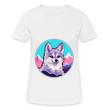 Alaskan Klee Kai chien race dessin animé Kawaii Watercol - T-shirt respirant Femme - blanc - Devant - AI Model Female 172 dark (172cm)