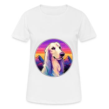 Afghan Hound chien race dessin animé Kawaii aquarelle - T-shirt respirant Femme - blanc - Devant - AI Model Female 172 dark (172cm)