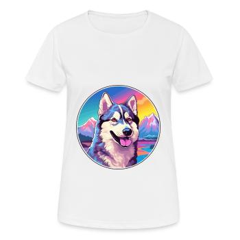 Alaskan Husky Hunderasse Cartoon Kawaii Aquarell - Frauen T-Shirt atmungsaktiv - Weiß - Vorne - AI Model Female 172 dark (172cm)