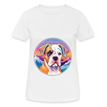Bouledogue américain chiot chien race dessin animé Kawaii Wa - T-shirt respirant Femme - blanc - Devant - AI Model Female 172 dark (172cm)