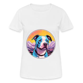 American PitBull Terrier race de chien Cartoon Kawaii - T-shirt respirant Femme - blanc - Devant - AI Model Female 172 dark (172cm)