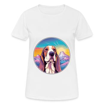 Basset Hund Hund Rasse Cartoon Kawaii Aquarell - Frauen T-Shirt atmungsaktiv - Weiß - Vorne - AI Model Female 172 dark (172cm)