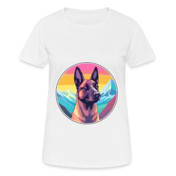 Chien Malinois Belge Race Cartoon Kawaii Watercol - T-shirt respirant Femme - blanc - Devant - AI Model Female 172 dark (172cm)