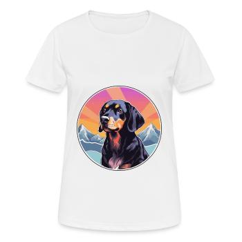 Österreichischer schwarzer und brauner Hund Rasse Cartoon Kaw - Frauen T-Shirt atmungsaktiv - Weiß - Vorne - AI Model Female 172 dark (172cm)
