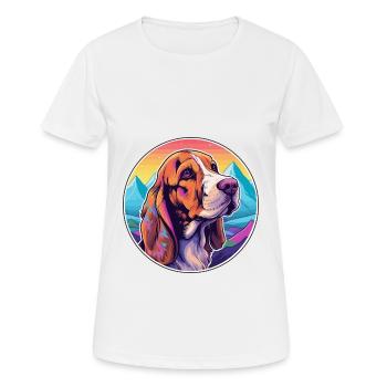 Basset Fauve de Bretagne Hunderasse Cartoon Kawaii - Frauen T-Shirt atmungsaktiv - Weiß - Vorne - AI Model Female 172 dark (172cm)
