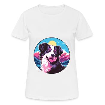 Border Collie Hunderasse Cartoon Kawaii Aquarell - Frauen T-Shirt atmungsaktiv - Weiß - Vorne - AI Model Female 172 dark (172cm)
