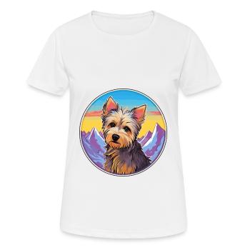 Australian Silky Terrier Dog Breed Cartoon Kawaii - Women's Breathable T-Shirt - white - Front - AI Model Female 172 dark (172cm)