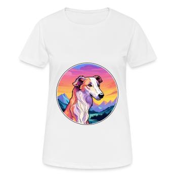 Borzoi Dog Breed Cartoon Kawaii Watercolor - Women's Breathable T-Shirt - white - Front - AI Model Female 172 dark (172cm)
