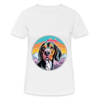 Noir et feu Virginie Foxhound chien race dessin animé - T-shirt respirant Femme - blanc - Devant - AI Model Female 172 dark (172cm)