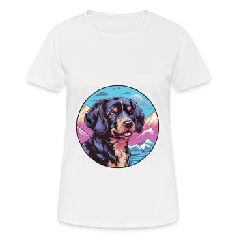 Noir et Tan chien race Cartoon Kawaii aquarelle - T-shirt respirant Femme - blanc - Devant - AI Model Female 172 dark (172cm)