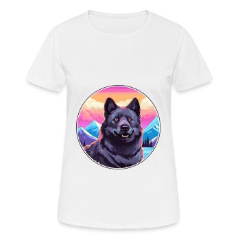 Chien d’élan norvégien noir race de chien Cartoon Kawaii - T-shirt respirant Femme - blanc - Devant - AI Model Female 172 dark (172cm)