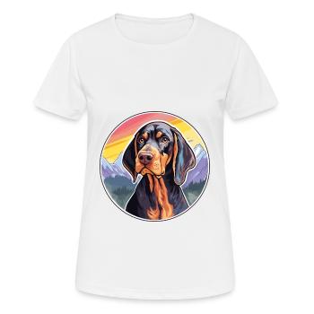 Noir et Tan Coonhound chien race Cartoon Kawaii W - T-shirt respirant Femme - blanc - Devant - AI Model Female 172 dark (172cm)