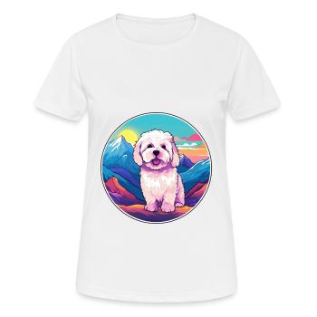 Bolognaise chien race Cartoon Kawaii aquarelle - T-shirt respirant Femme - blanc - Devant - AI Model Female 172 dark (172cm)
