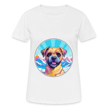 Border Terrier chien race dessin animé Kawaii aquarelle - T-shirt respirant Femme - blanc - Devant - AI Model Female 172 dark (172cm)