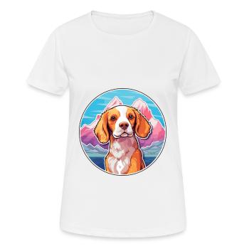 Brittany Spaniel Dog Breed Cartoon Kawaii Watercol - Women's Breathable T-Shirt - white - Front - AI Model Female 172 dark (172cm)