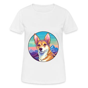 Carolina race de chien dessin animé Kawaii aquarelle - T-shirt respirant Femme - blanc - Devant - AI Model Female 172 dark (172cm)