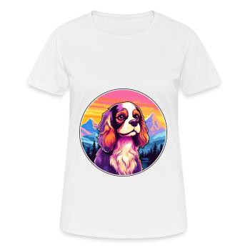 Cavalier King Charles Spaniel Dog Breed Cartoon Ka - Women's Breathable T-Shirt - white - Front - AI Model Female 172 dark (172cm)