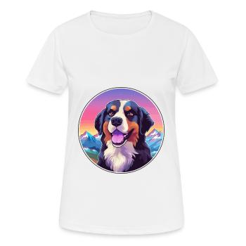 Bernese Mountain Dog Breed Cartoon Kawaii Watercol - Women's Breathable T-Shirt - white - Front - AI Model Female 172 dark (172cm)